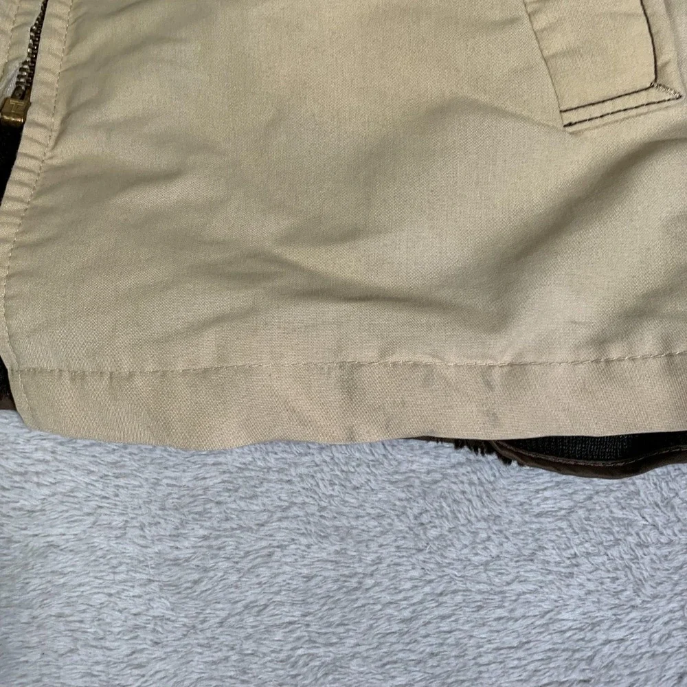 Vintage William Barry Coat Mens 44 Beige Canvas Faux Fur Lined Parka 70s USA